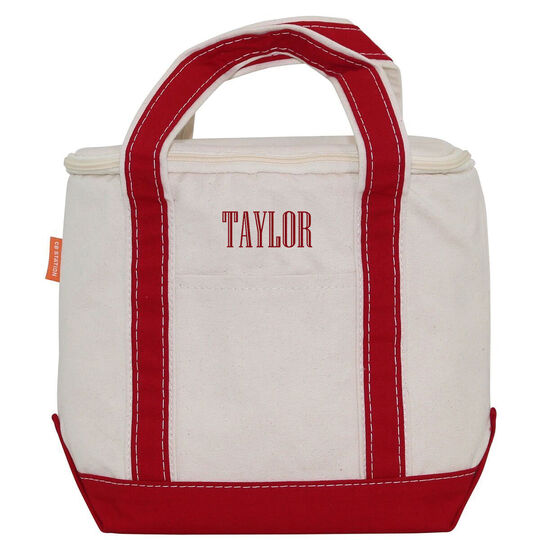 Personalized Red Insulated Lunch Tote